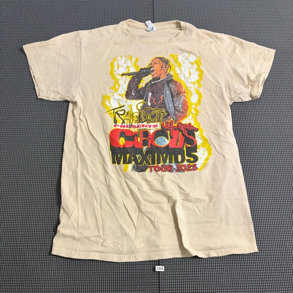 Travis Scott Circus Maximus Utopia Tour 2023 Graphic T-Shirt Tan Mens Size M